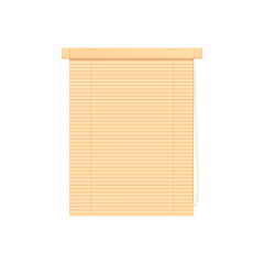 Naklejka na ściany i meble Closed yellow window blind with horizontal stripes - realistic home interior decoration