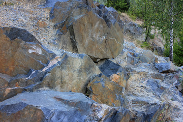 Close-up of granite rock. Natural stone wall background