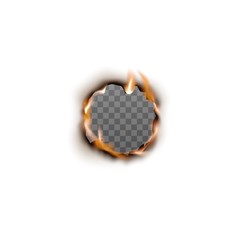 Round hole with burning edges and transparent empty inside