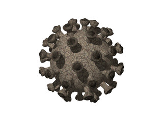 3D illustration of STONE CORONA virus made of sticky arms on the core ball with realistic shadows and perspective