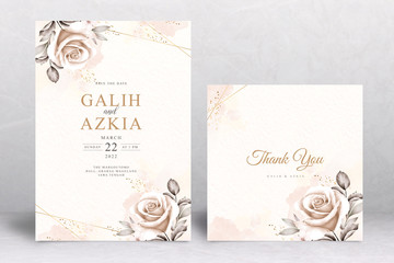 Beautiful bouquet wedding invitation card template