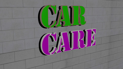Obraz premium car care text on textured wall - 3D illustration for auto and automobile