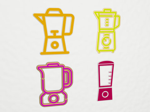 blender 4 icons set - 3D illustration for background and kitchen