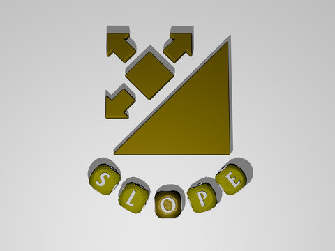 SLOPE text around the 3D icon - 3D illustration for mountain and blue