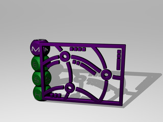 MESH 3D icon and dice letter text - 3D illustration for abstract and background