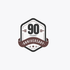 90 Years Anniversary Celebrations Vector Template Design Illustration