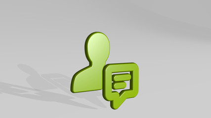 single neutral actions chat 3D icon casting shadow - 3D illustration for background and isolated