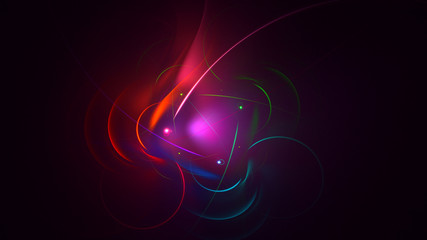 3D rendering abstract red fractal light background