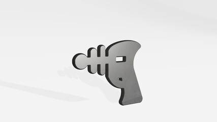 science fiction weapon 3D icon standing on the floor - 3D illustration for background and abstract