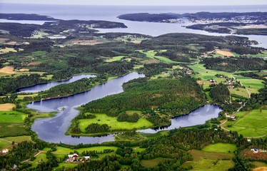 aerial view of lake