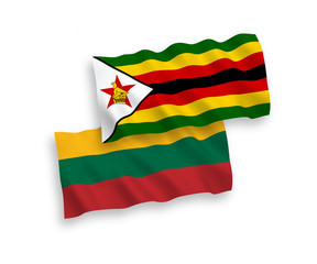 Flags of Lithuania and Zimbabwe on a white background