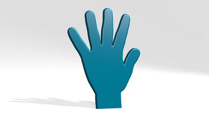 Fototapeta na wymiar hand 3D icon casting shadow - 3D illustration for background and drawn