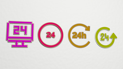 HOURS 4 icons set - 3D illustration