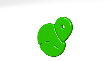 TRIP ROAD CIRCLE 3D icon casting shadow - 3D illustration for travel and background