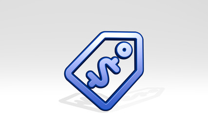 TAG DOLLAR 3D icon casting shadow - 3D illustration for sign and banner