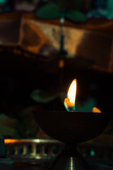 burning lamp in the temple