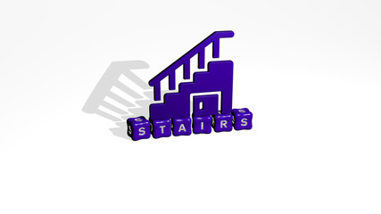 Fototapeta premium STAIRS 3D icon object on text of cubic letters - 3D illustration for architecture and background