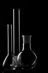 Glass flasks. Chemical flask. Chemical vessels. Glassware.