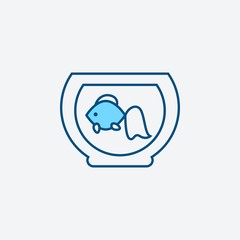 .aquarium icon, simple infographic element, in blue line style from Pet-vet set, for web and UI design