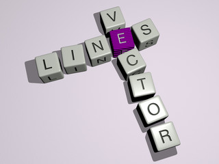 LINES VECTOR crossword by cubic dice letters - 3D illustration for background and abstract