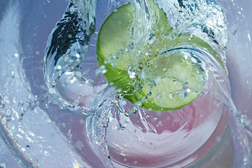 Glass with a fruit drink.