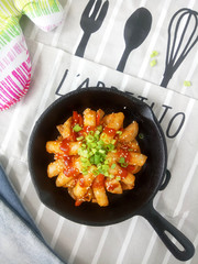 Korean cuisine. Korean stir-fried rice cake 