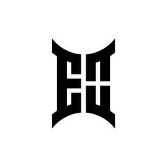EO monogram logo with curved side