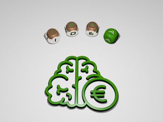 idea circular text of separate letters around the 3D icon - 3D illustration for concept and background