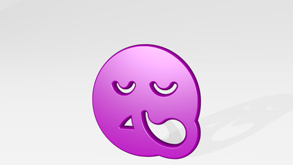 SMILEY SICK 3D icon casting shadow - 3D illustration for face and emoticon