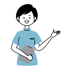 案内する看護師