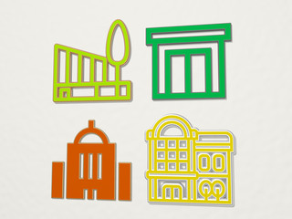 Obraz premium mall 4 icons set - 3D illustration for shopping and editorial