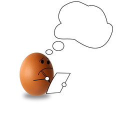 writer Egg thinking about something on white background , 3d illustration