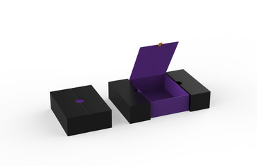 Blank hard cardboard box mock up template, 3d illustration.