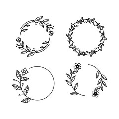 Flower line logo art icon vektor. beautiful nature.