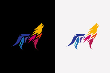 Obraz premium wolf colorful logo design vector