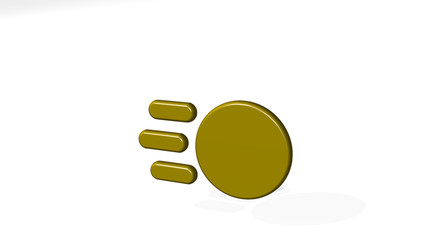 VIDEO EDIT BRIGHTNESS 3D icon casting shadow - 3D illustration for background and camera