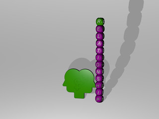 RELATIONSHIP text beside the 3D icon - 3D illustration for couple and love