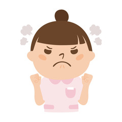 女性看護師のイラスト。怒ってる女性。