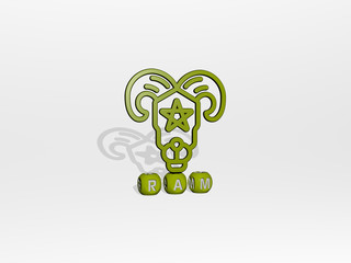 ram 3D icon over cubic letters - 3D illustration for background and animal