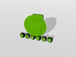 CAMERA cubic letters with 3D icon on the top - 3D illustration for background and beautiful