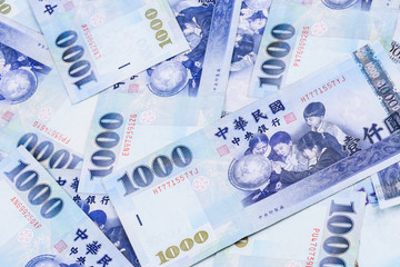 Close-up of Taiwanese currency