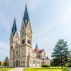 Fototapeta na wymiar View at the Church of Heart of Jesus in Wels, Austria