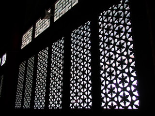 he Dark And The Natural Light of Wooden Chinese traditional Window in the Temple of Mianshan Mountain World Heritage, Pingyao Ancient City, Shanxi Province, China. 18th October 2018.