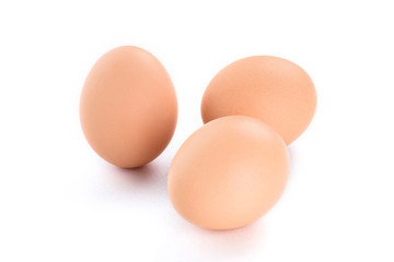 The 3 eggs isolated on white background