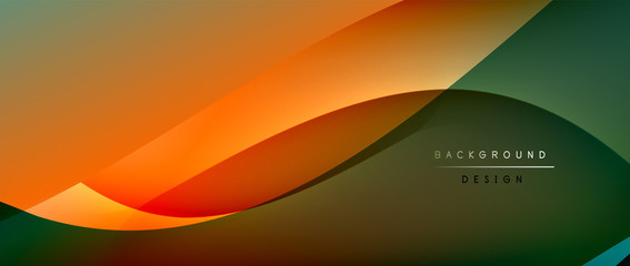 Fluid gradient waves with shadow lines and glowing light effect, modern flowing motion abstract background for cover, placards, poster, banner or flyer