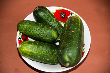 cucumbers on a wooden background