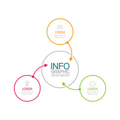 Vector infographic template, circle with 3 steps or options. Data presentation, business concept design for web, brochure, diagram.