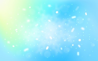 Light Blue, Green vector texture with colored snowflakes. Blurred decorative design in xmas style with snow. New year design for your business advert.