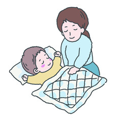 寝かしつけをするお母さん