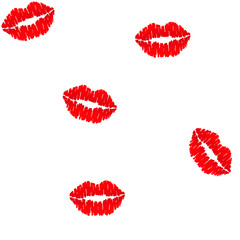 Red lips. Seamless vector gradient pattern on white background.